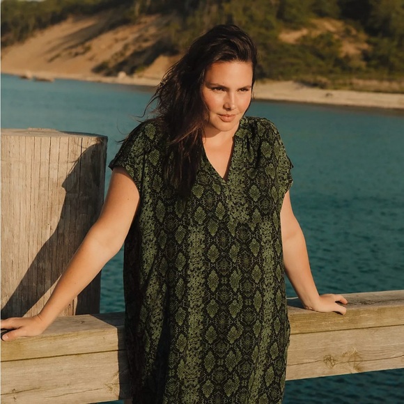 Anthropologie Yinka Green Snakeskin Print Tunic Dress - Picture 2 of 8